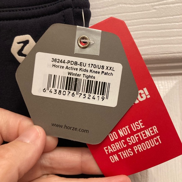 NWT Horze Equestrian knee patch winter tights Navy size 170/US 14-16 - Picture 3 of 9